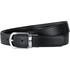 MONTBLANC. Cintura reversibile nera/marrone con sistema 